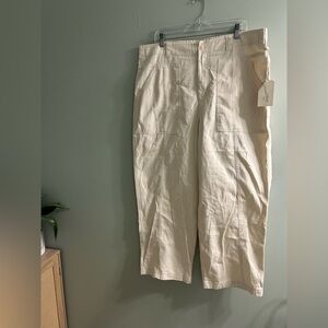 Universal threads wide leg cropped utility style cotton pants cream off white